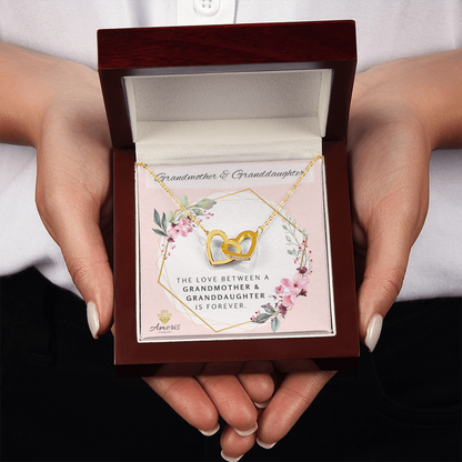 Grandmother and Granddaughter Forever Interlocking Hearts Necklace with Message Card