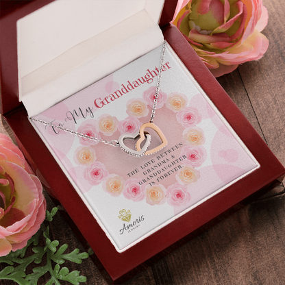 To My Granddaughter Interlocking Hearts Necklace with Message Card
