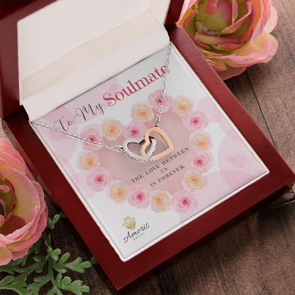 To My Soulmate Interlocking Hearts Necklace with Message Card