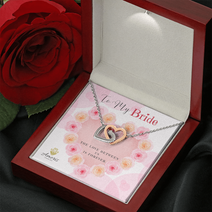 To My Bride Interlocking Hearts Necklace with Message Card