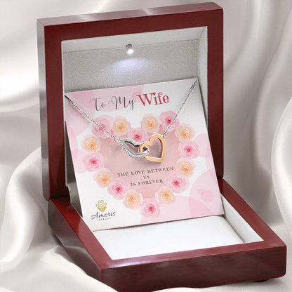 To My Wife Interlocking Hearts Necklace with Message Card