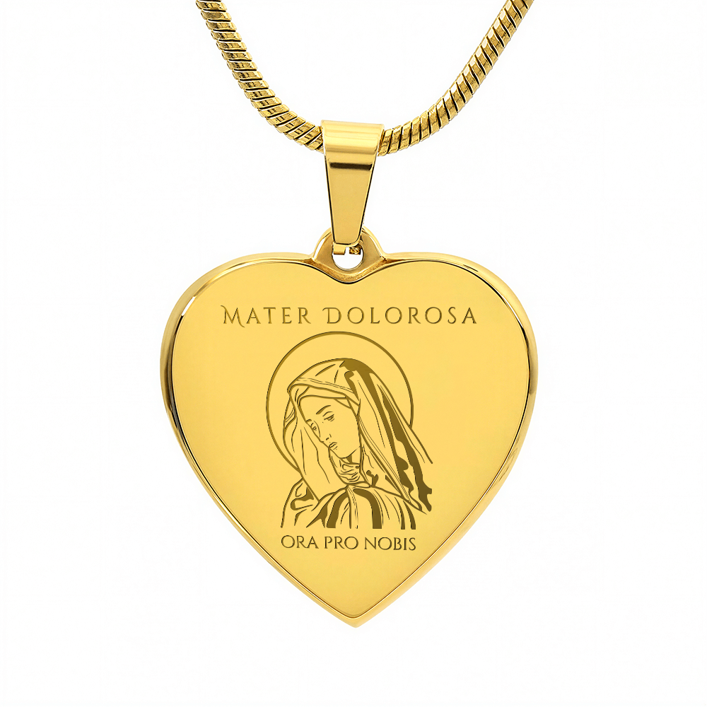 Mater Dolorosa Heart Necklace with Personalized Engraving
