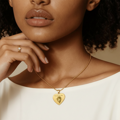 "Miserere mei, Deus" Jesus Heart Necklace with Personalized Engraving