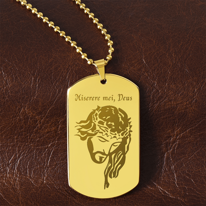 "Miserere mei, Deus" Tag Necklace with Personalized Engraving