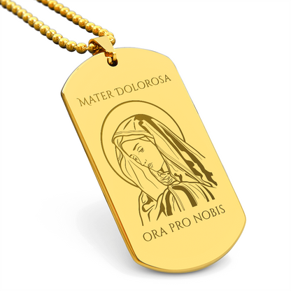 Mater Dolorosa Tag Necklace with Personalized Engraving