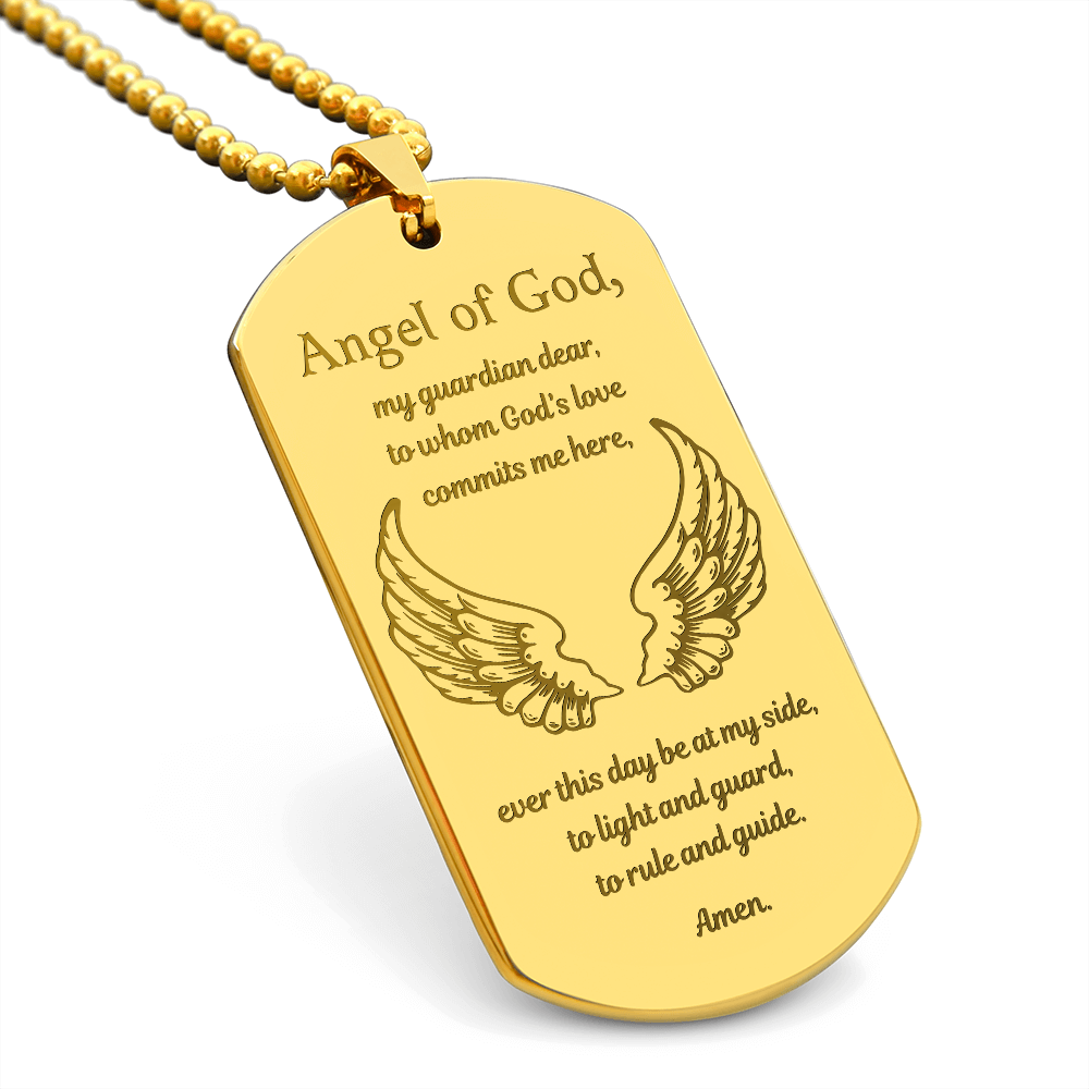 Guardian Angel Prayer Tag Necklace with Personalized Engraving