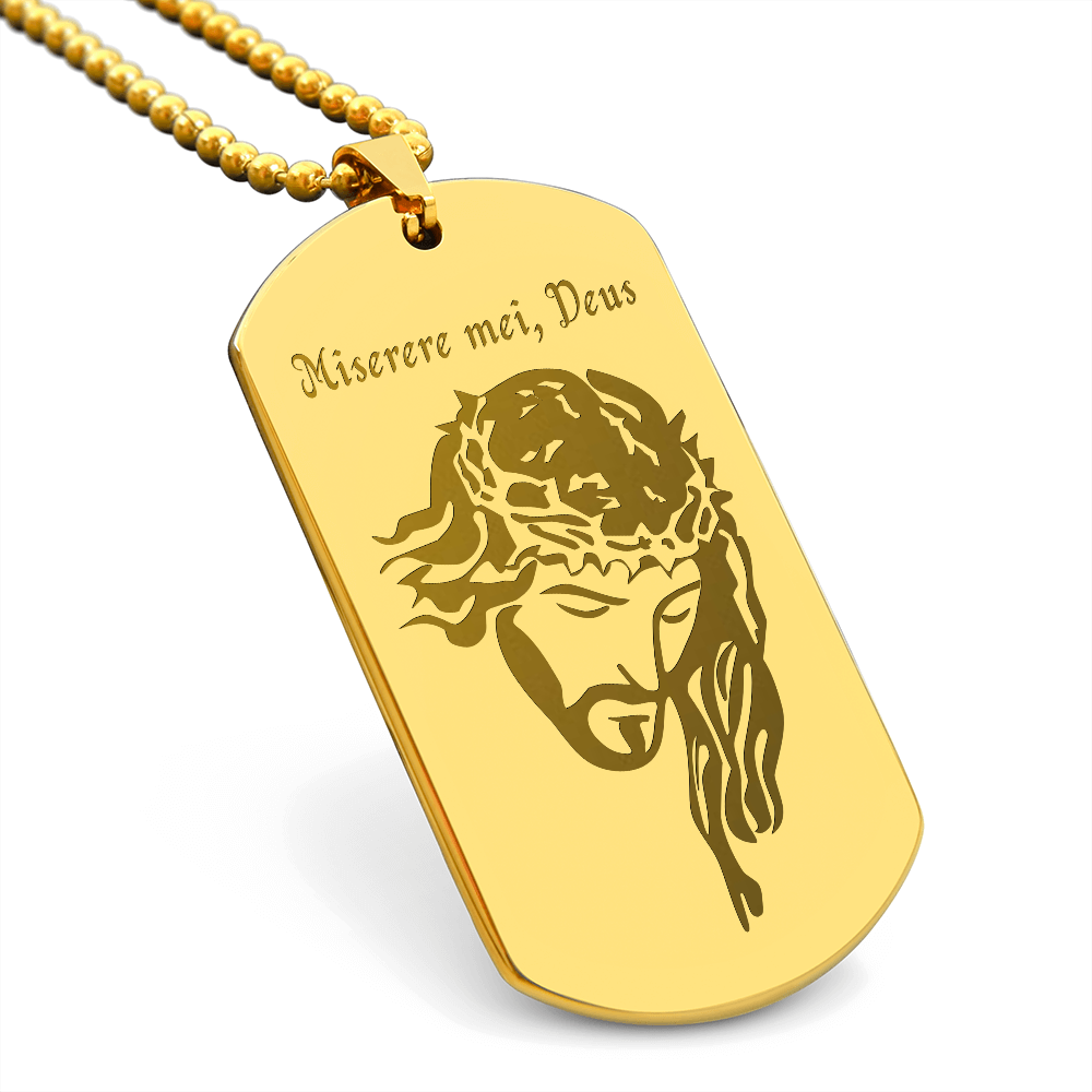"Miserere mei, Deus" Tag Necklace with Personalized Engraving