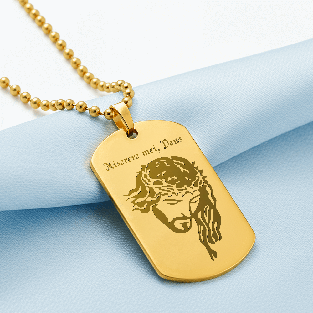 "Miserere mei, Deus" Tag Necklace with Personalized Engraving
