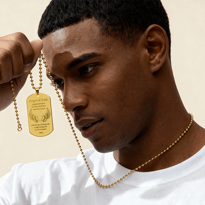 Guardian Angel Prayer Tag Necklace with Personalized Engraving