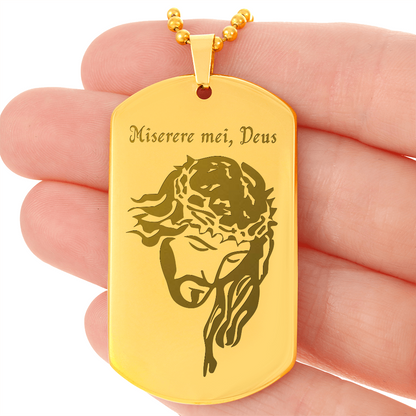 "Miserere mei, Deus" Tag Necklace with Personalized Engraving