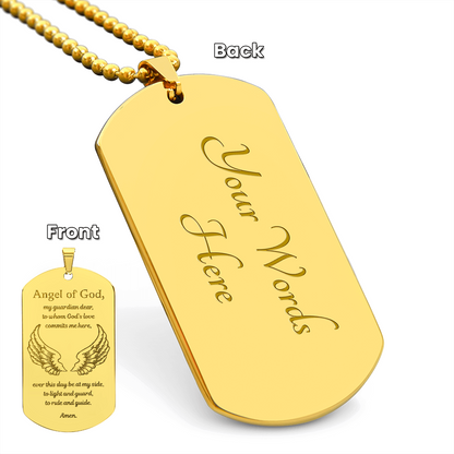 Guardian Angel Prayer Tag Necklace with Personalized Engraving
