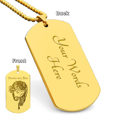 "Miserere mei, Deus" Tag Necklace with Personalized Engraving