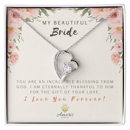 My Beautiful Bride Forever Love Necklace with Message Card