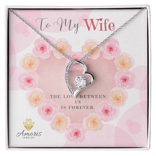 To My Wife Valentine Heart Necklace with Message Card