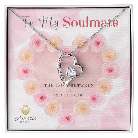 To My Soulmate Valentine Heart Necklace with Message Card