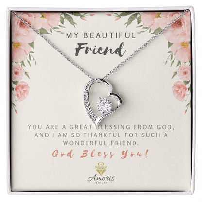 My Beautiful Friend Forever Love Necklace with Message Card