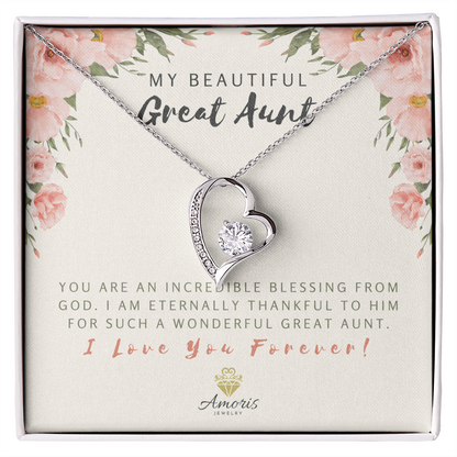 Collar "Mi hermosa tía abuela, amor eterno" con tarjeta con mensaje