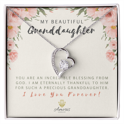 My Beautiful Granddaughter Forever Love Necklace with Message Card