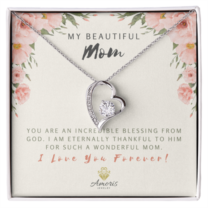 My Beautiful Mom Forever Love Necklace with Message Card