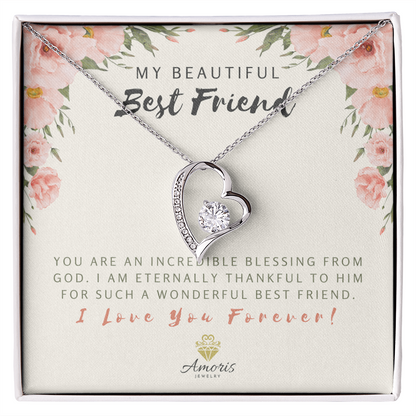 My Beautiful Best Friend Forever Love Necklace with Message Card