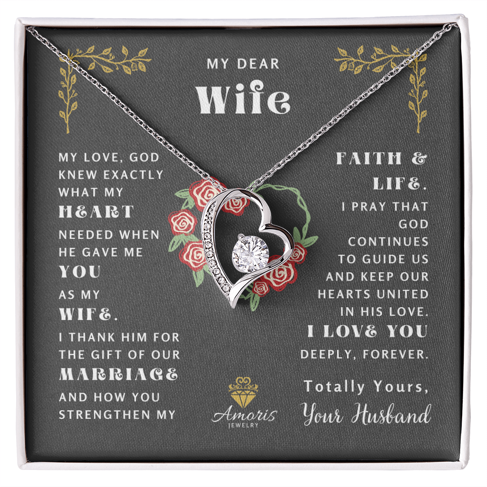 My Dear Wife "What My Heart Needed" Heart Necklace