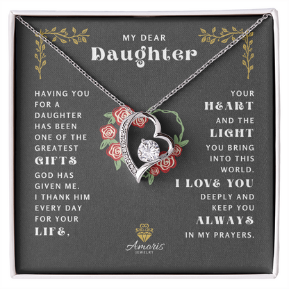 My Dear Daughter "I Love You" Heart Necklace