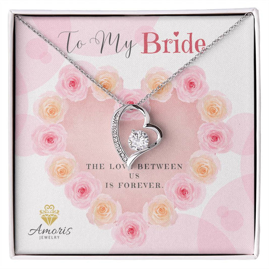 To My Bride Valentine Heart Necklace with Message Card