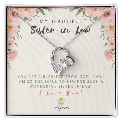 My Beautiful Sister-in-Law "I Love You" Heart Necklace