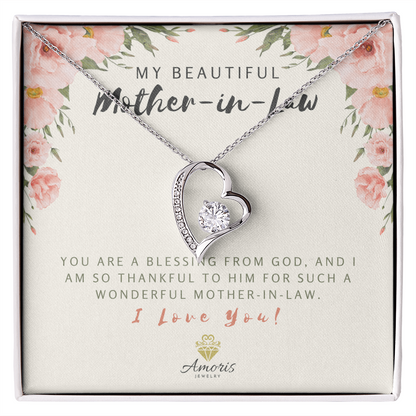 Collar "Mi hermosa suegra, amor eterno" con tarjeta con mensaje