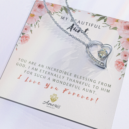 Collier « Ma belle tante » avec carte de message « Amour éternel »
