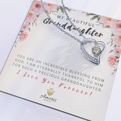 My Beautiful Granddaughter Forever Love Necklace with Message Card