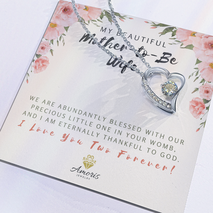 My Beautiful Mother-to-Be Wife Forever Love Necklace with Message Card