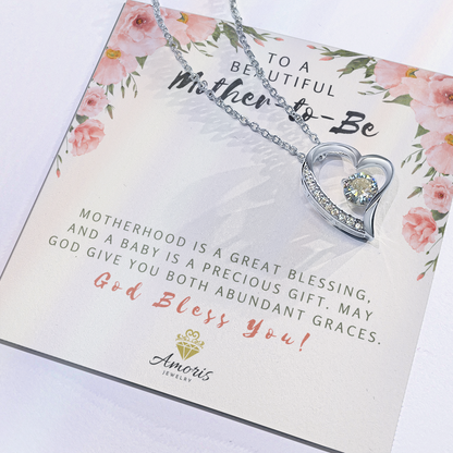 Collier « À une belle future maman » avec message d'amour éternel