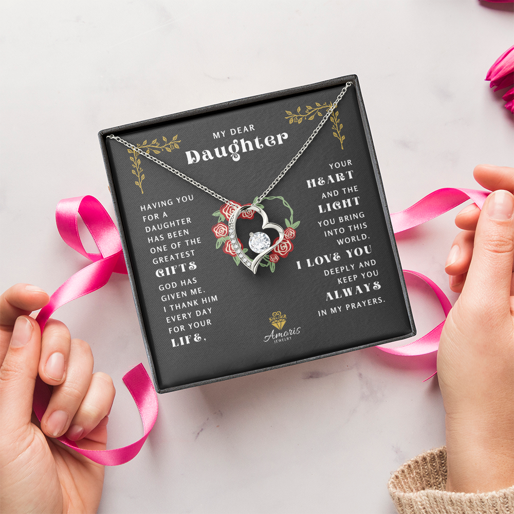 My Dear Daughter "I Love You" Heart Necklace