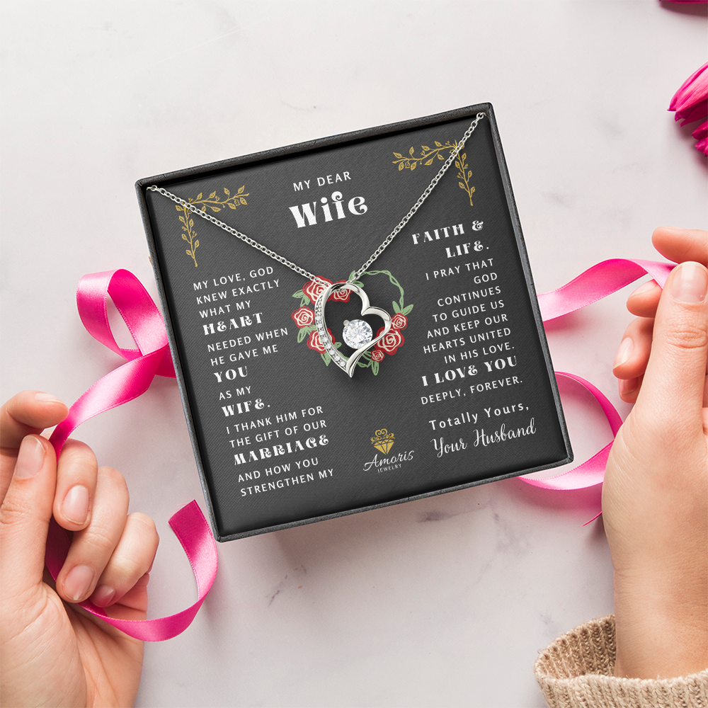 My Dear Wife "What My Heart Needed" Heart Necklace