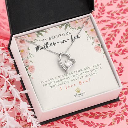 Collar "Mi hermosa suegra, amor eterno" con tarjeta con mensaje