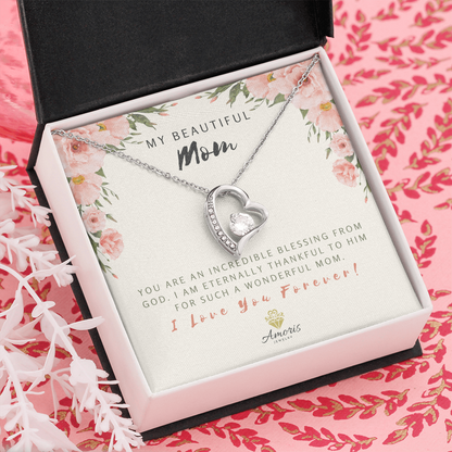 My Beautiful Mom Forever Love Necklace with Message Card