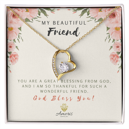 My Beautiful Friend Forever Love Necklace with Message Card