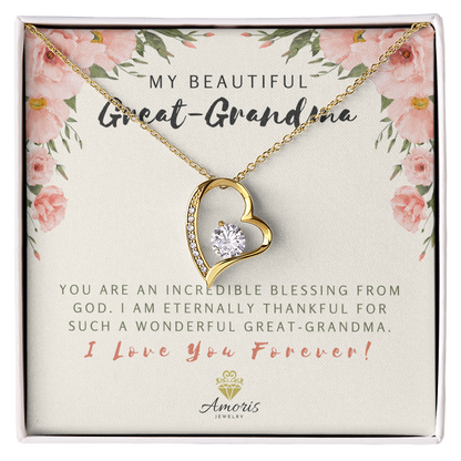 My Beautiful Great-Grandma Forever Love Necklace with Message Card