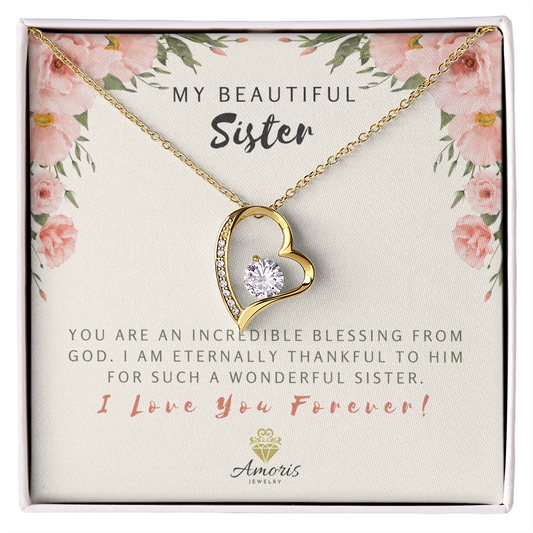 My Beautiful Sister Forever Love Necklace with Message Card
