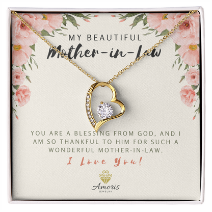 Collar "Mi hermosa suegra, amor eterno" con tarjeta con mensaje