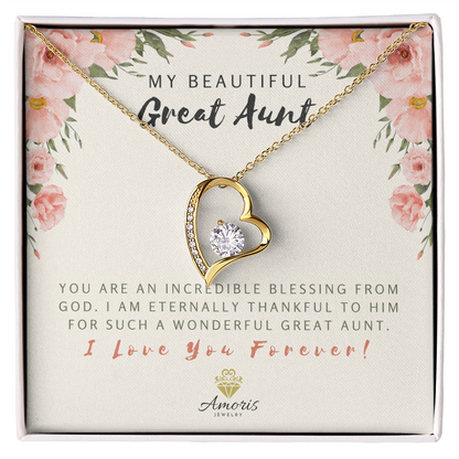 Collar "Mi hermosa tía abuela, amor eterno" con tarjeta con mensaje