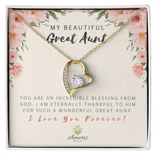 My Beautiful Great Aunt Forever Love Necklace with Message Card