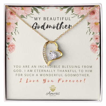 Collar "Mi hermosa madrina, amor eterno" con tarjeta con mensaje