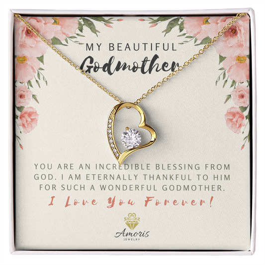 My Beautiful Godmother Forever Love Necklace with Message Card
