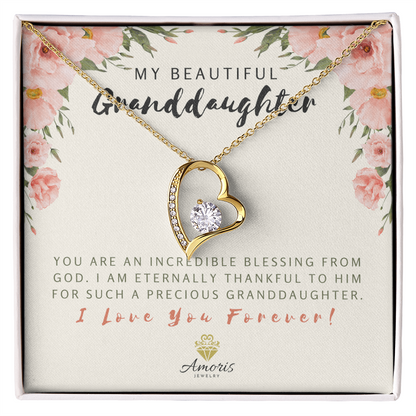 My Beautiful Granddaughter Forever Love Necklace with Message Card