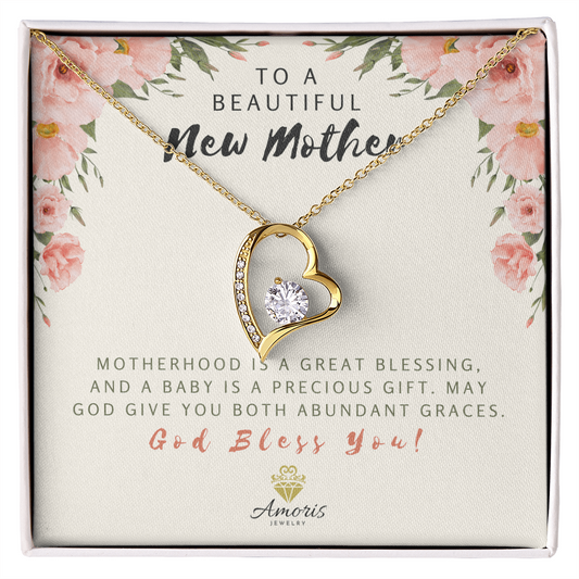 To A Beautiful New Mother Forever Love Necklace with Message Card