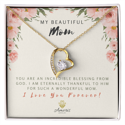 My Beautiful Mom Forever Love Necklace with Message Card