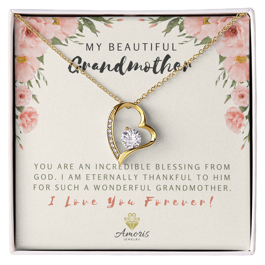 My Beautiful Grandmother Forever Love Necklace with Message Card