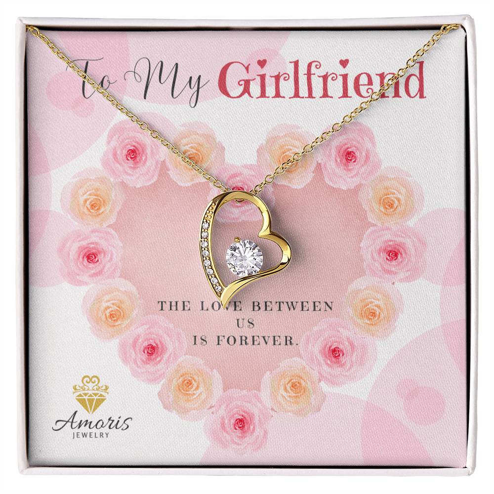 To My Girlfriend Valentine Heart Necklace with Message Card
